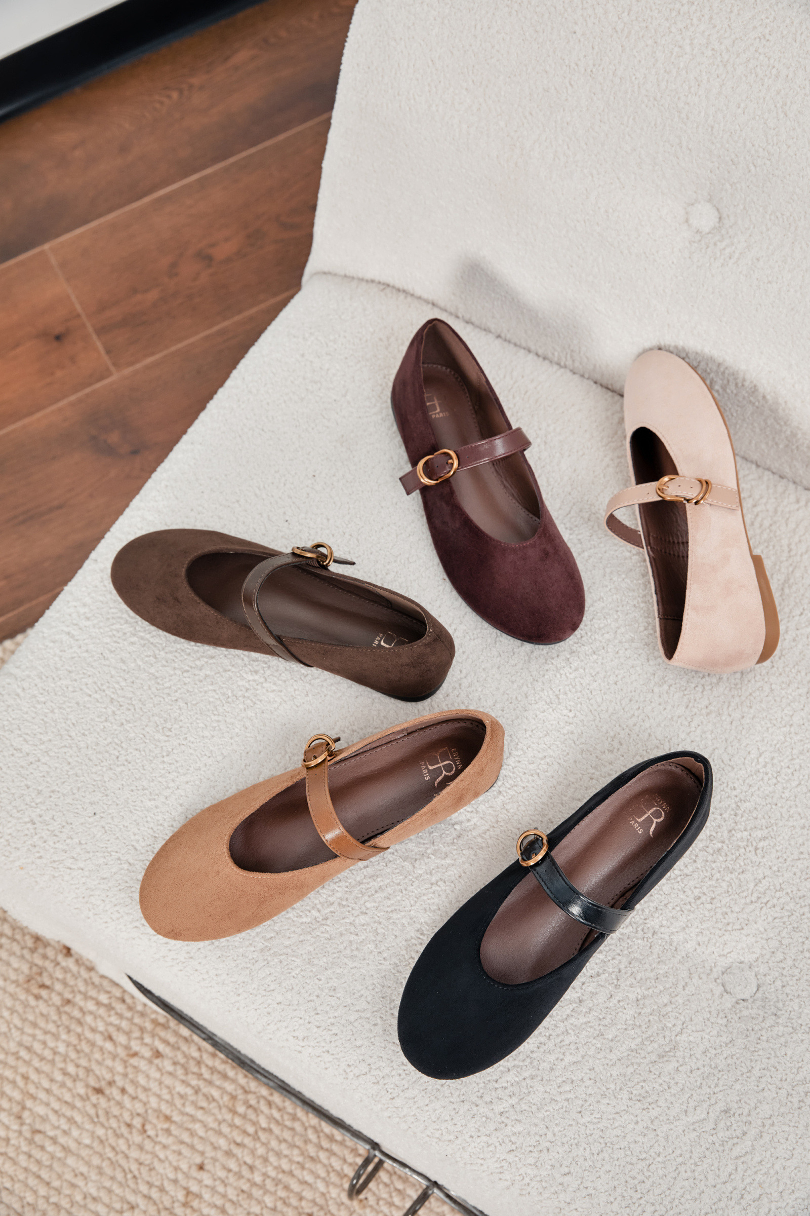 Grossista Erynn - Ballerine rotonde in camoscio con cinturino speciale