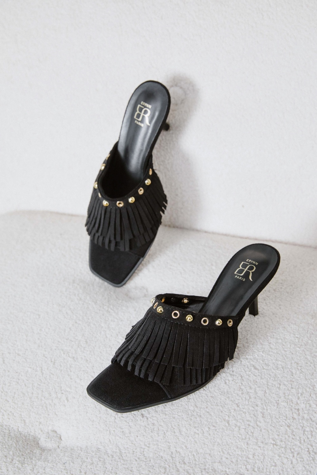 Grossiste Erynn - Chaussure femme sandale talons à franges PU printemps/été