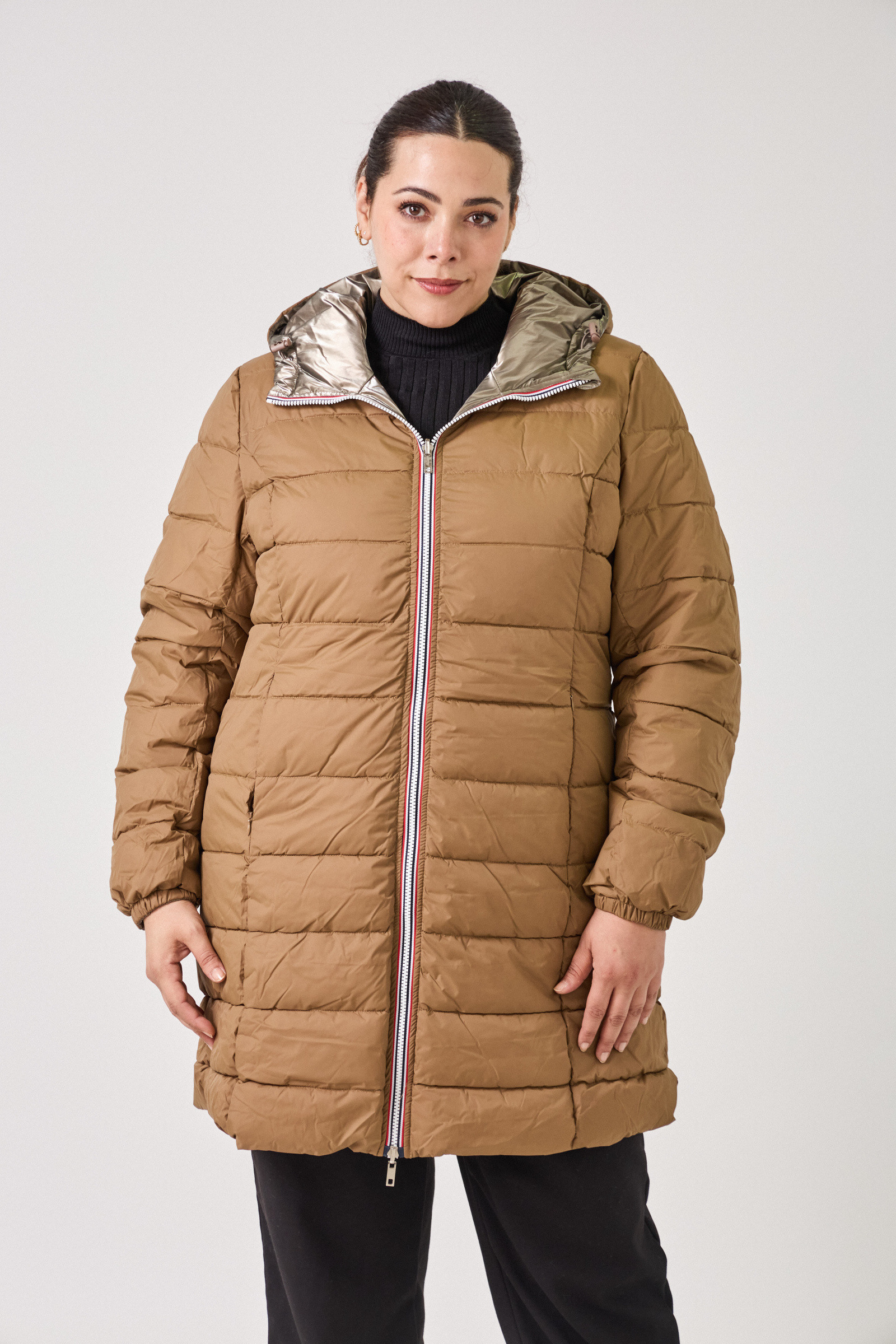 Wholesaler ESCANDELLE Paris Grande Taille - SIXTINE - Reversible water-repellent midi cut down parka