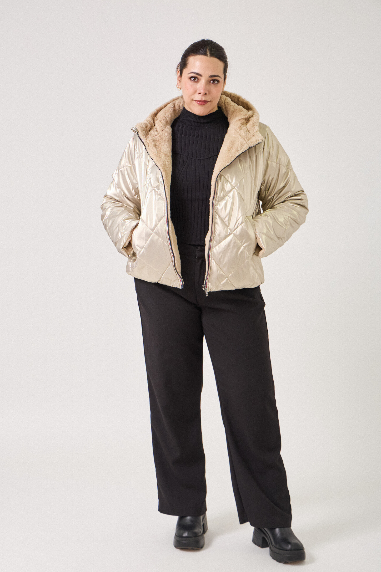 Grossiste ESCANDELLE Paris Grande Taille - Manteau matélassé réversible à fourrure - Grande taille