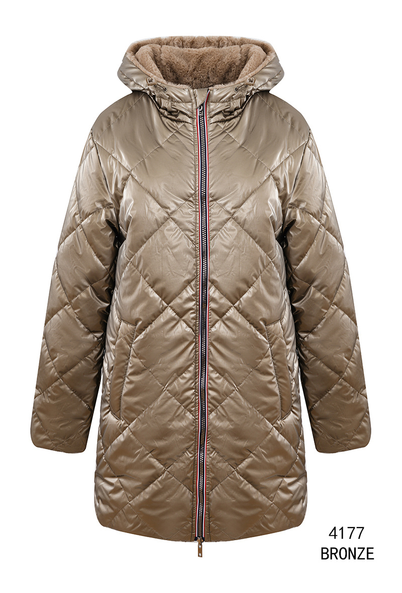 Wholesaler ESCANDELLE Paris Grande Taille - GEMMA - Mid-length Reversible Quilted Fur Coat - Large size