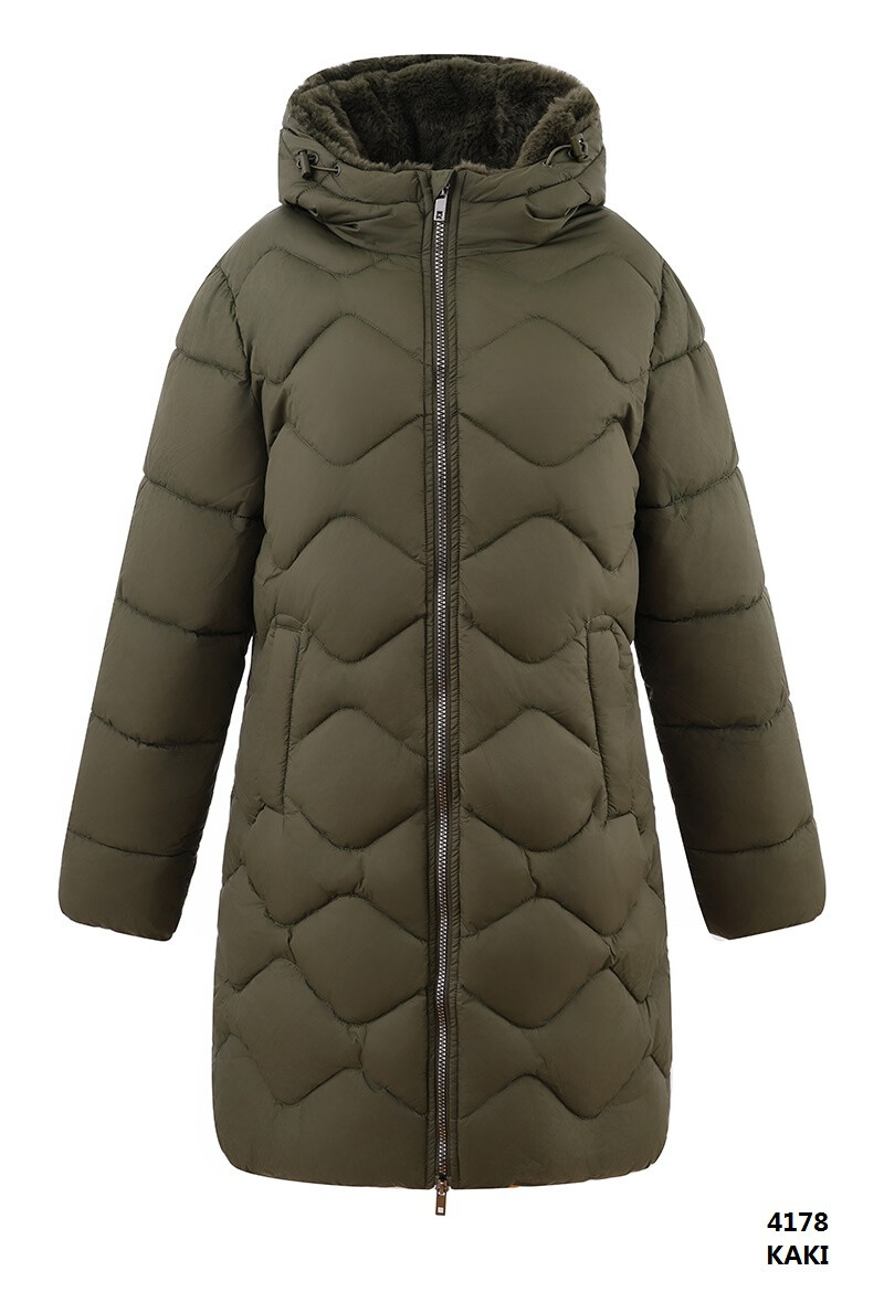 Wholesaler ESCANDELLE Paris Grande Taille - BILLIE - Mid-length quilted fur-lined coat, recycled materials