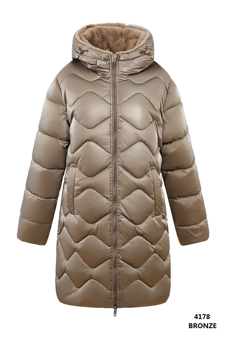 Wholesaler ESCANDELLE Paris Grande Taille - BILLIE - Mid-length quilted fur-lined coat, recycled materials - Large size
