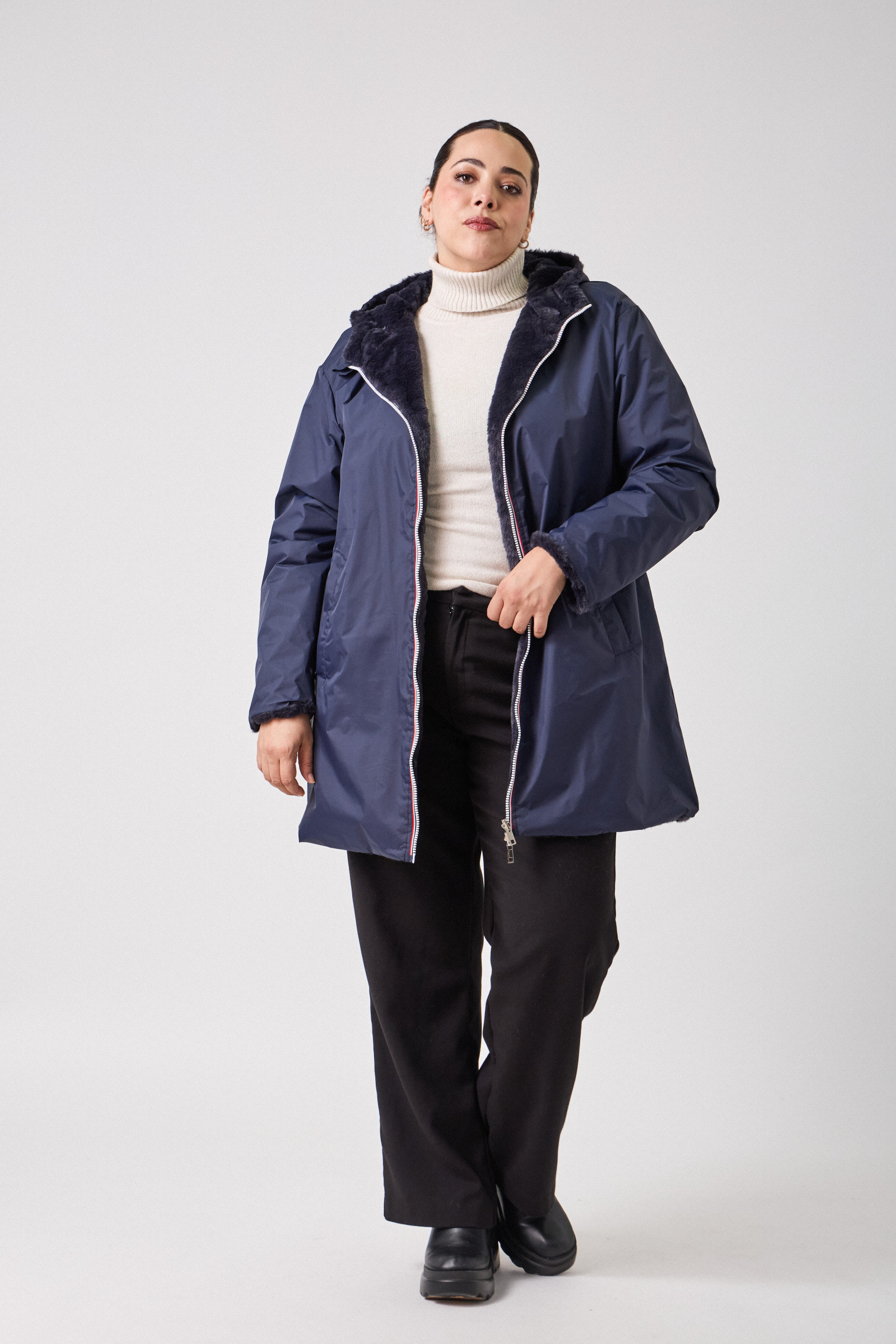 Grossiste ESCANDELLE Paris Grande Taille - Parka mi-longue réversible à fourrure non animale