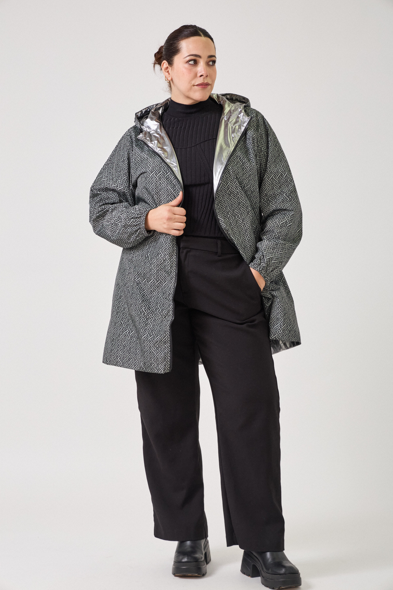 Mayorista ESCANDELLE Paris Grande Taille - Parka larga reversible impermeable con estampados - Talla grande