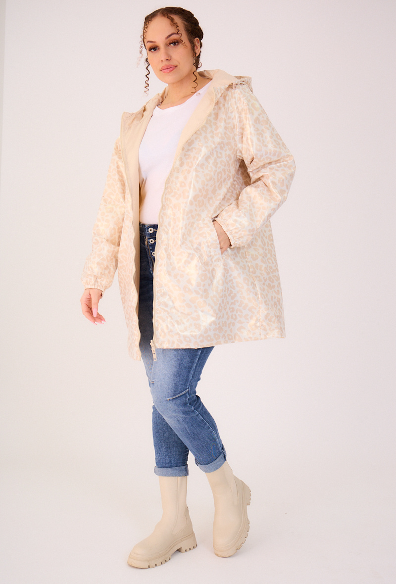Großhändler ESCANDELLE Paris Grande Taille - IRIS – Reversibler bedruckter Parka, mittellange Windjacke – große Größe