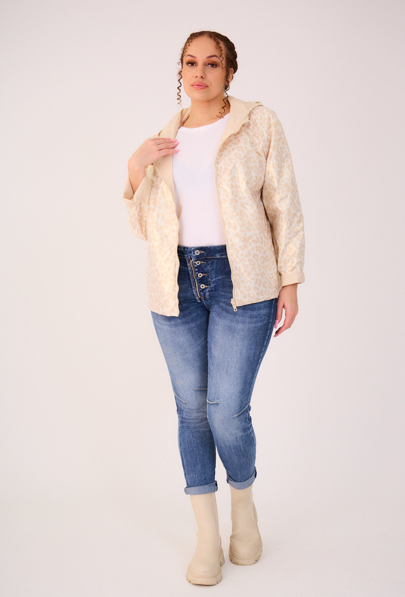 Grossista ESCANDELLE Paris Grande Taille - Parka corta reversibile, stampa a motivi leopardati - Taglia Grande