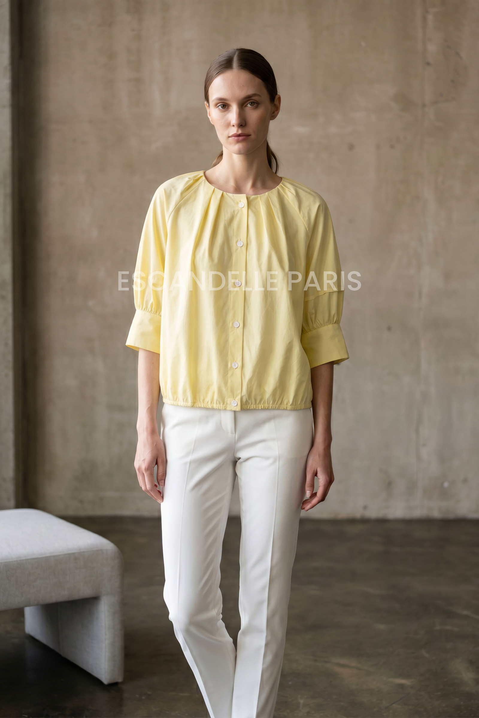 Grossiste ESCANDELLE Paris - Chemisier Froncé en Coton