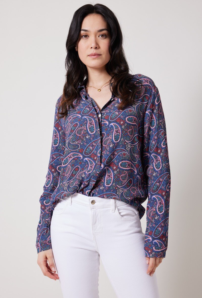 Grossiste ESCANDELLE Paris - Chemise 100% Viscose, fluide à imprimé