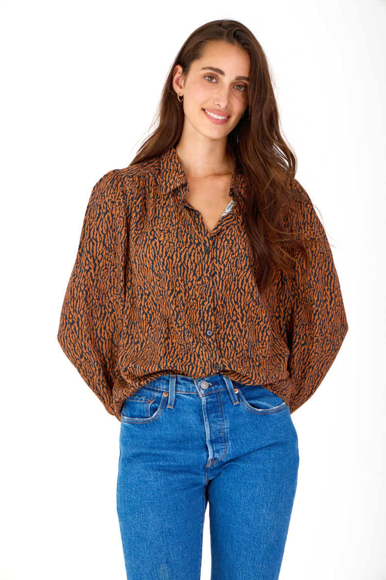 Großhändler ESCANDELLE Paris - Leichtes Hemd mit Print-Terra-Muster – AUDE