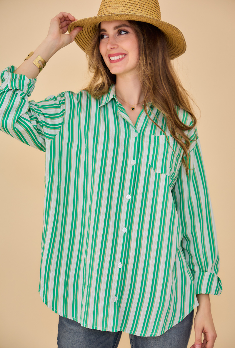Grossista ESCANDELLE Paris Outlet - Camicia a righe, righe, taglie forti, viscosa e nylon
