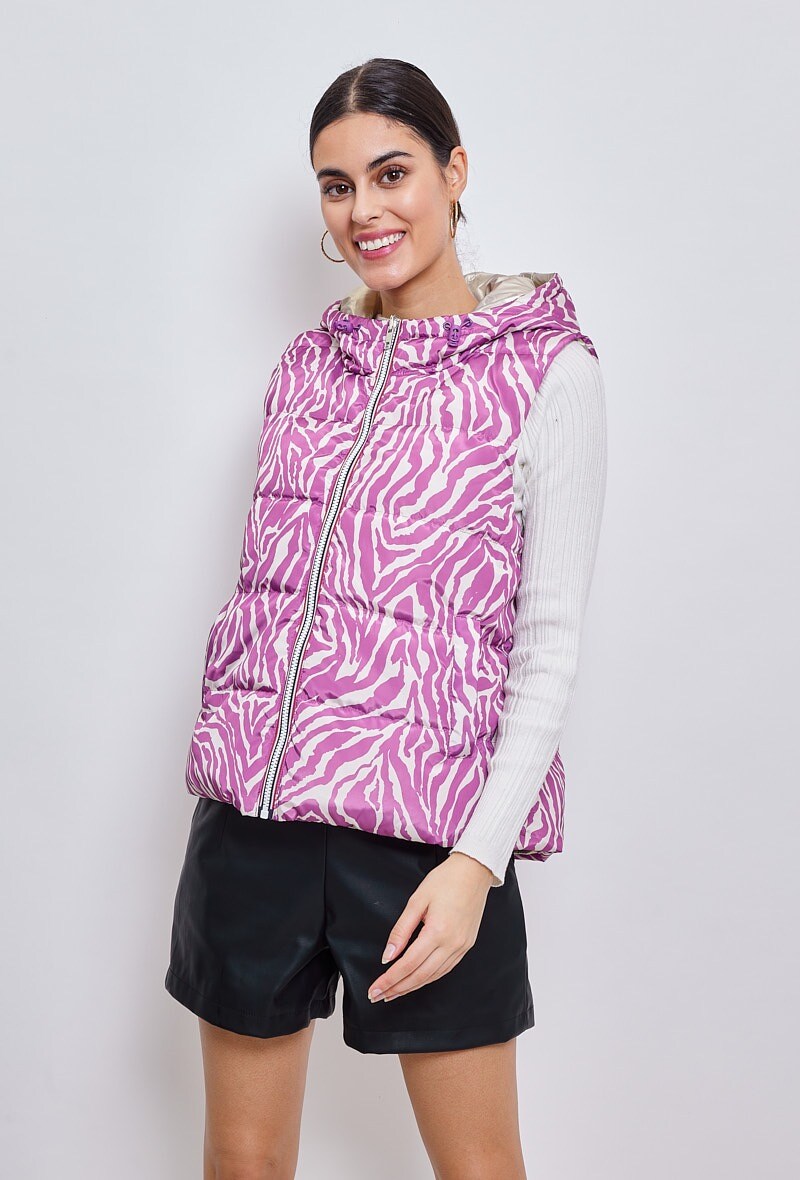 Wholesaler ESCANDELLE Paris Outlet - Sleeveless down jacket Reversible zebra patterns
