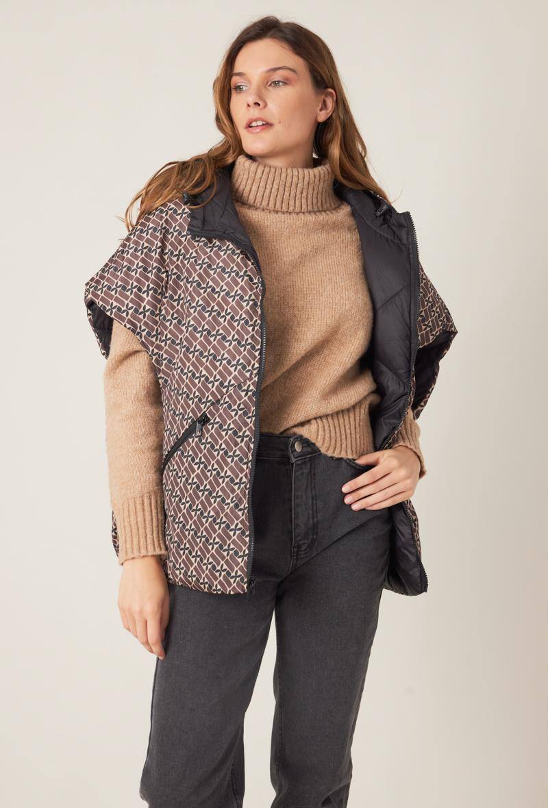 Mayorista ESCANDELLE Paris - ALBA- Plumífero tipo capa reversible Estampado oversize