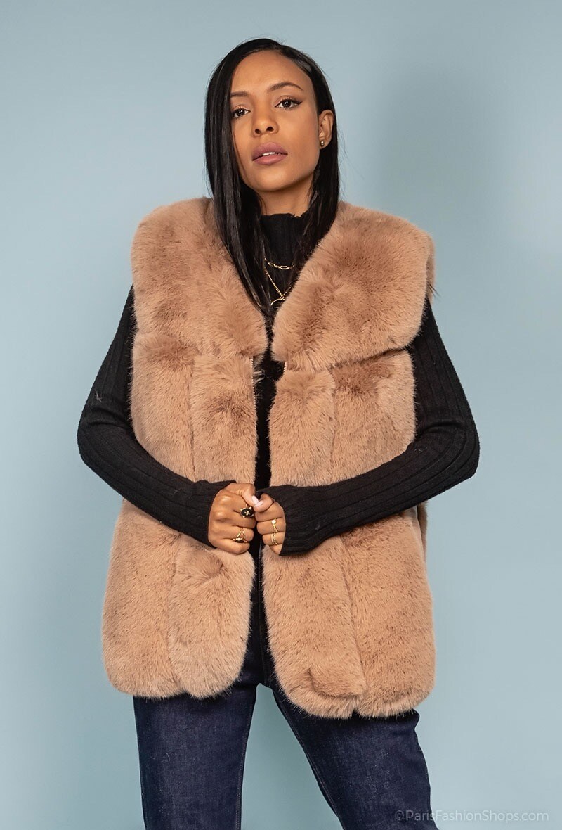 Grossista ESCANDELLE Paris Outlet - Pelliccia sintetica senza maniche, 100% Poliestere