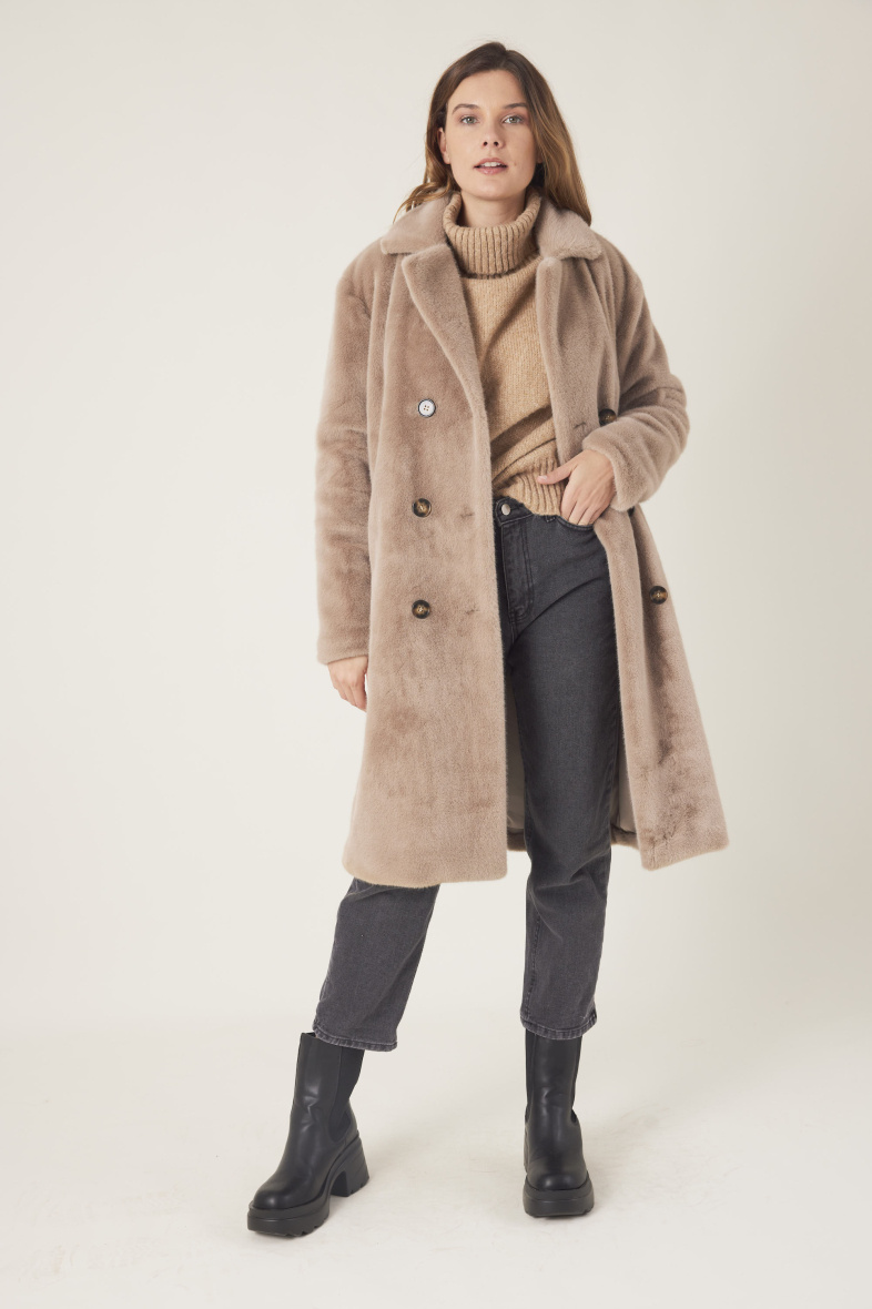 Grossiste ESC Studio - Manteau en fausse fourrure, épais, 100% Polyester
