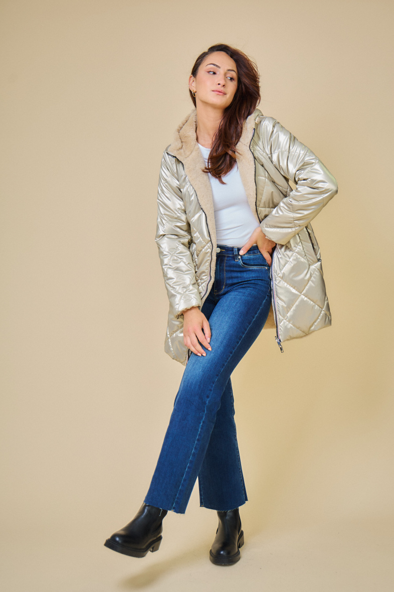 Mayorista ESCANDELLE Paris - GEMMA - Abrigo midi acolchado reversible con pelo
