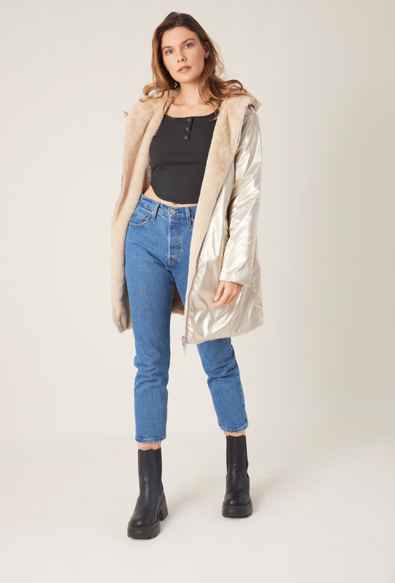 Grossiste ESCANDELLE Paris - Parka Mi longue Reversible Fourrée et Imperméable