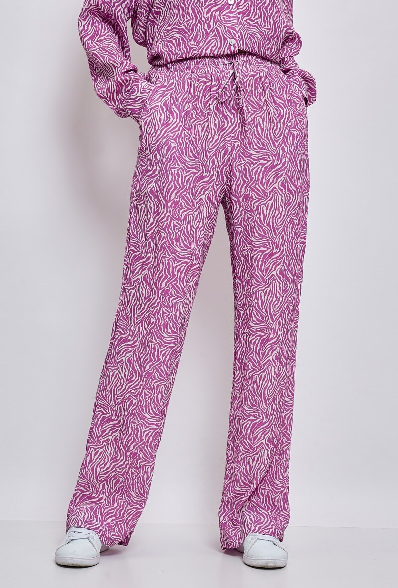 Grossiste ESCANDELLE Paris - Pantalon fluide, Imprimé Léopard violet 100% viscose