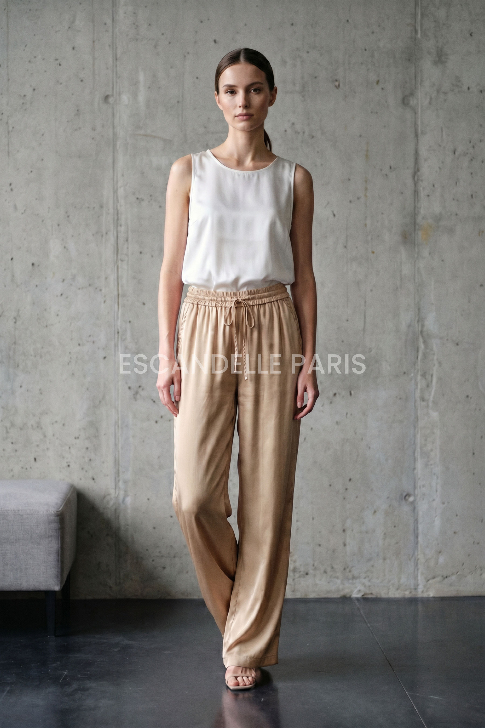Großhändler ESCANDELLE Paris - Fließende Satin-Hose
