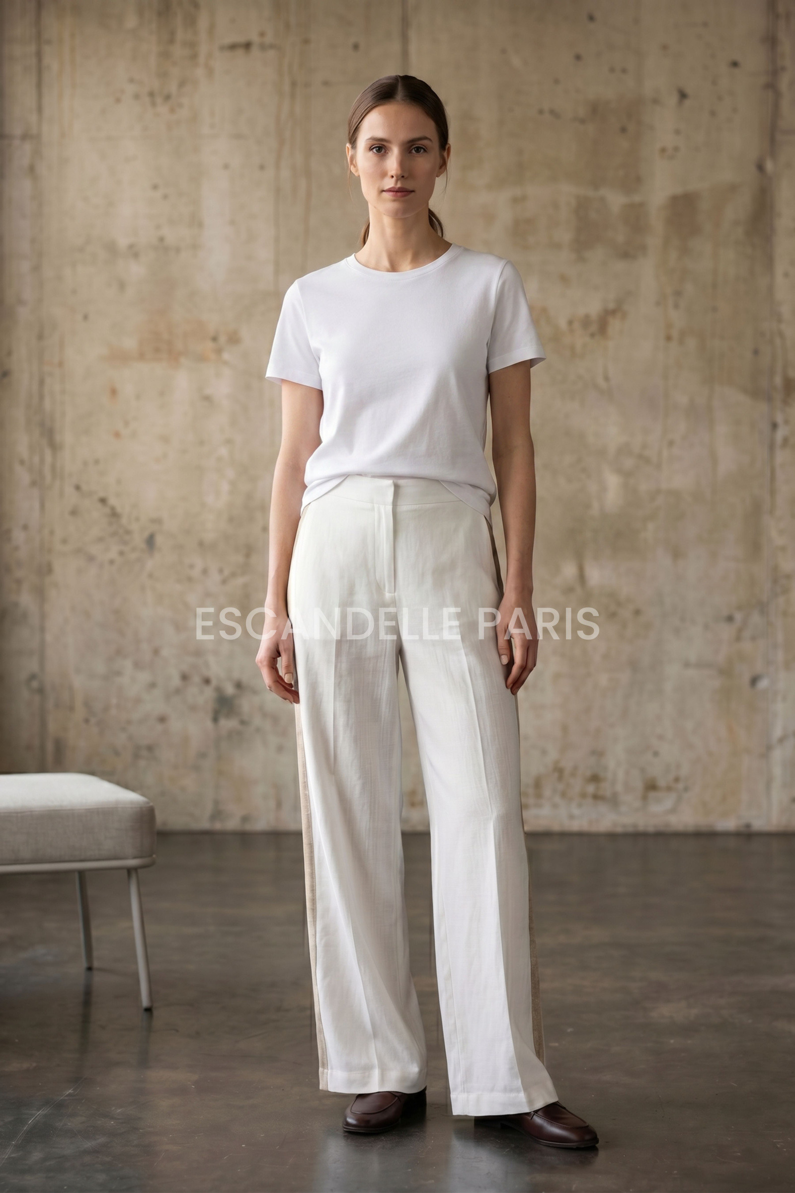 Grossiste ESCANDELLE Paris - Pantalon en Lin Bicolore