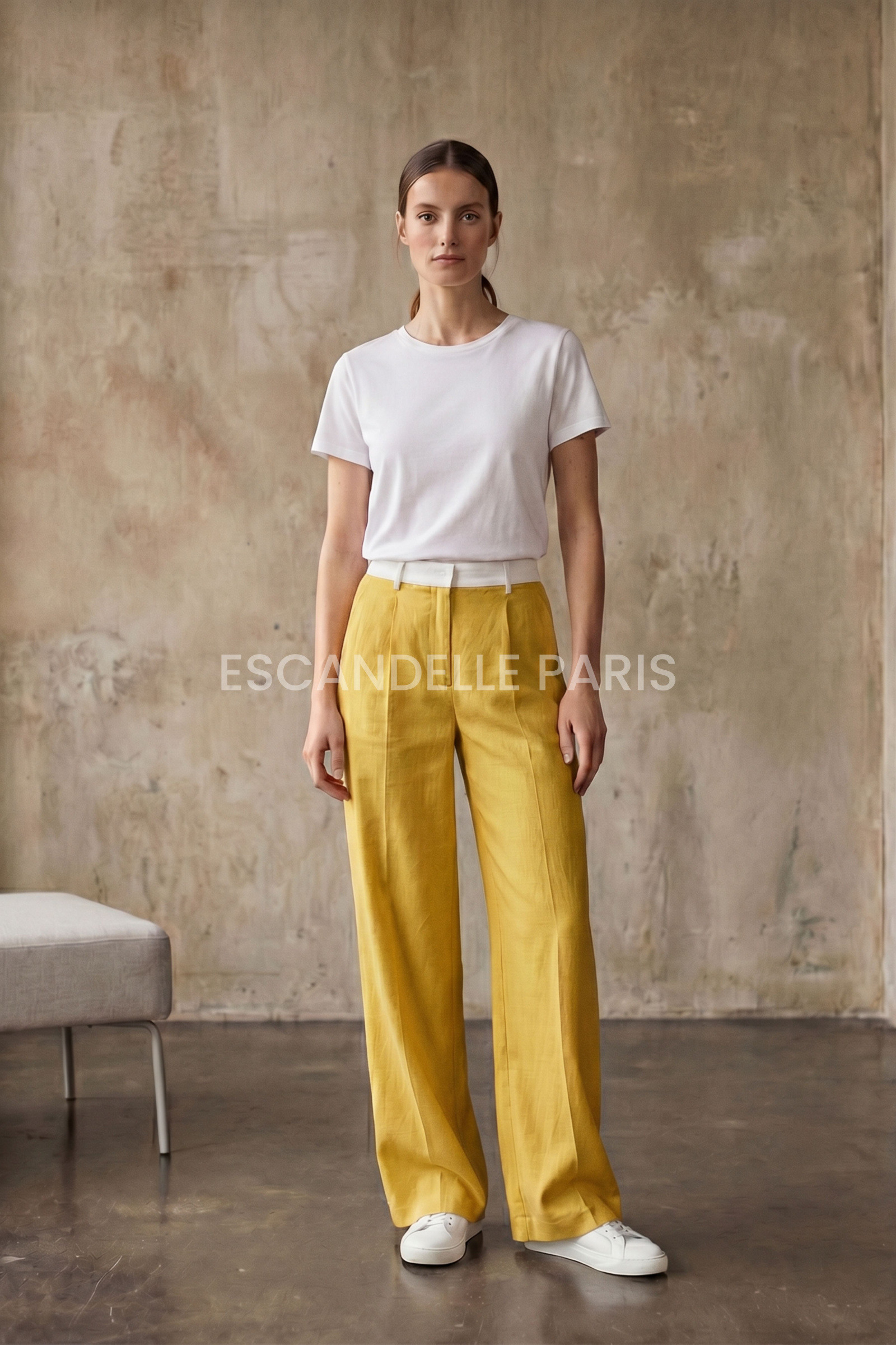 Grossiste ESCANDELLE Paris - Pantalon en Lin Bicolore