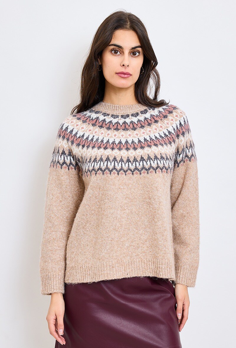 Wholesaler ESCANDELLE Paris - Round neck jacquard sweater