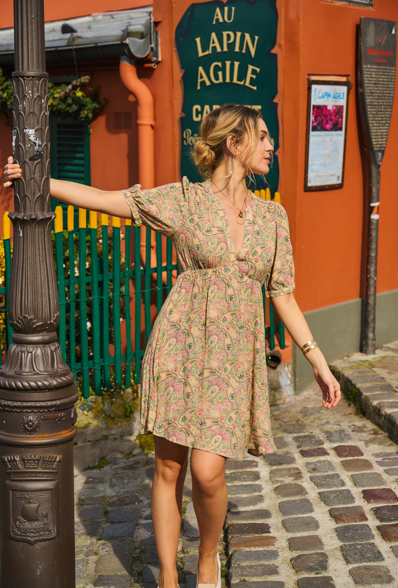 Großhändler ESCANDELLE Paris - Kurzes bedrucktes Kleid