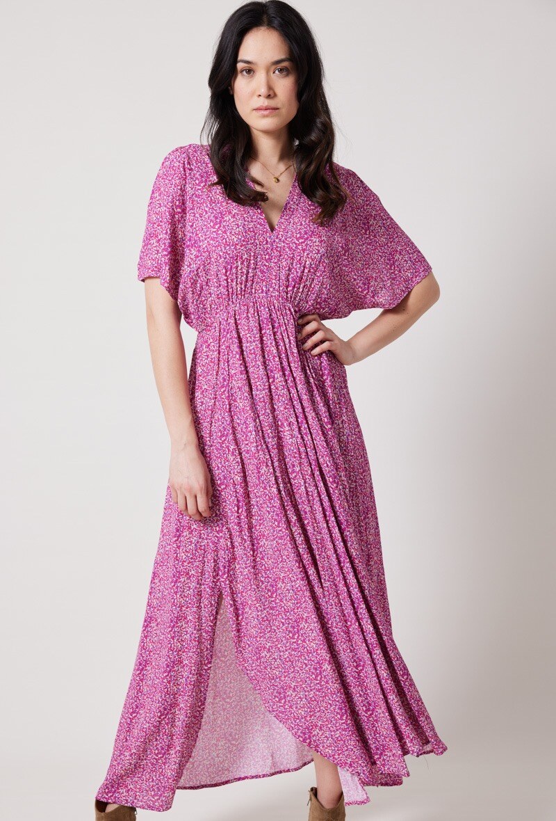 Großhändler ESCANDELLE Paris - Langes Kleid aus 100 % Viskose, bedruckt