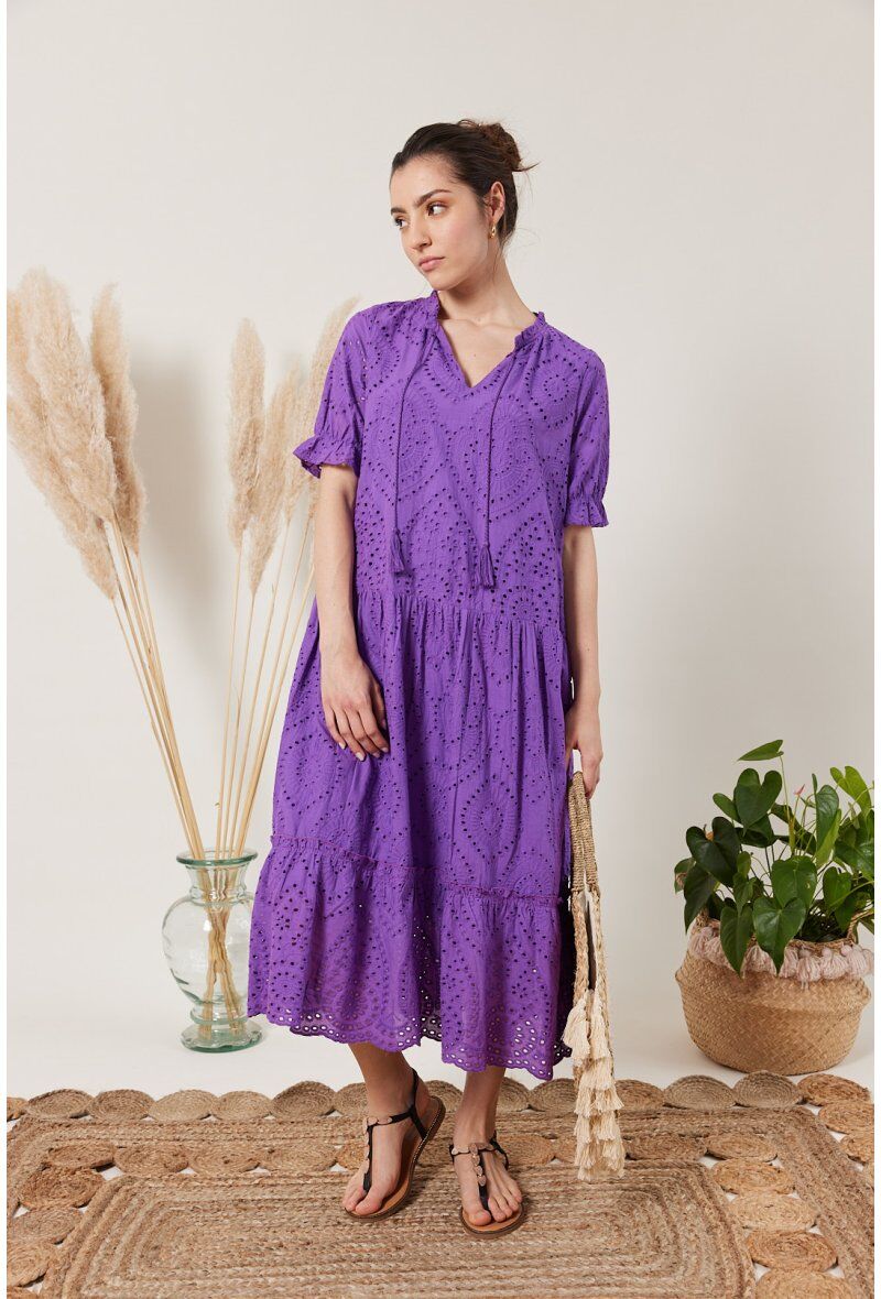 Großhändler ESCANDELLE Paris - Maxi-Stickerei-Kleid