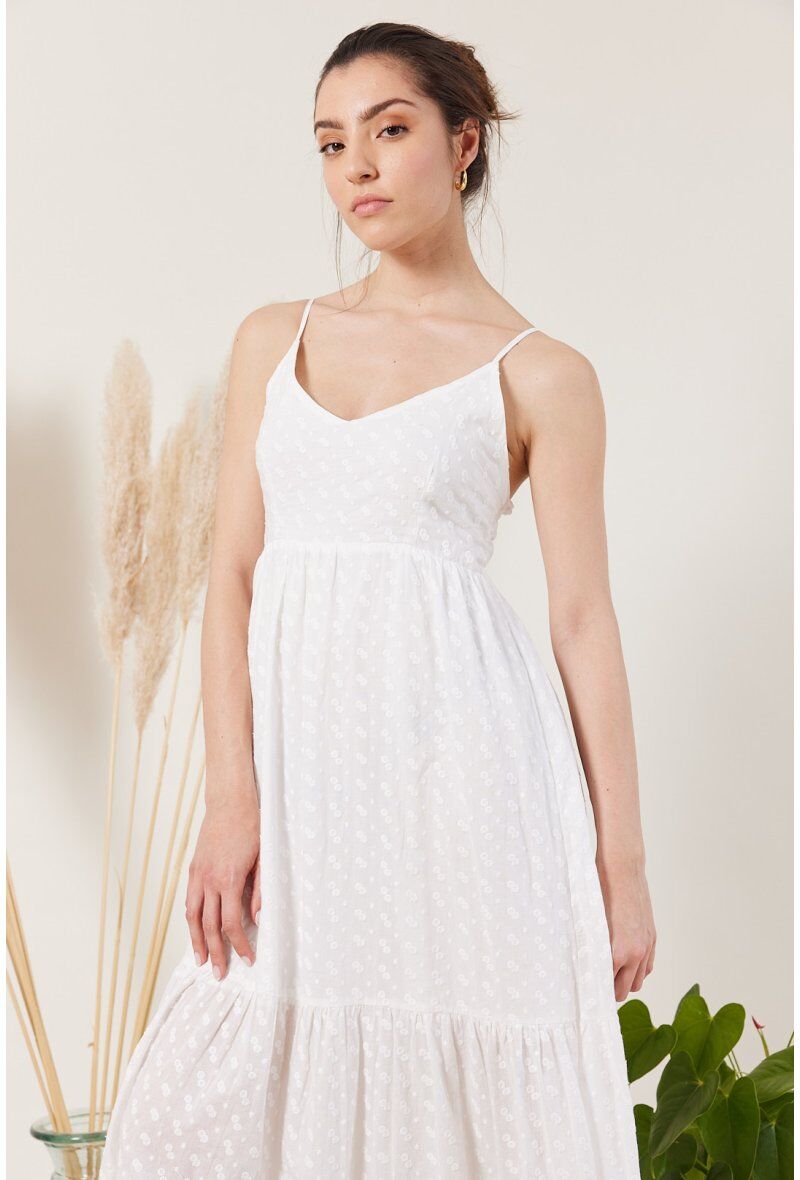 Großhändler ESCANDELLE Paris - Langes, dünnes Kleid mit bestickten Trägern
