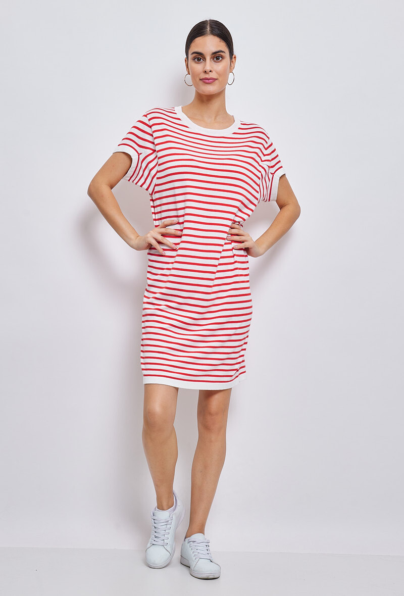 Grossiste ESCANDELLE Paris - Robe t-shirt à rayures, Viscose et Coton, rayée