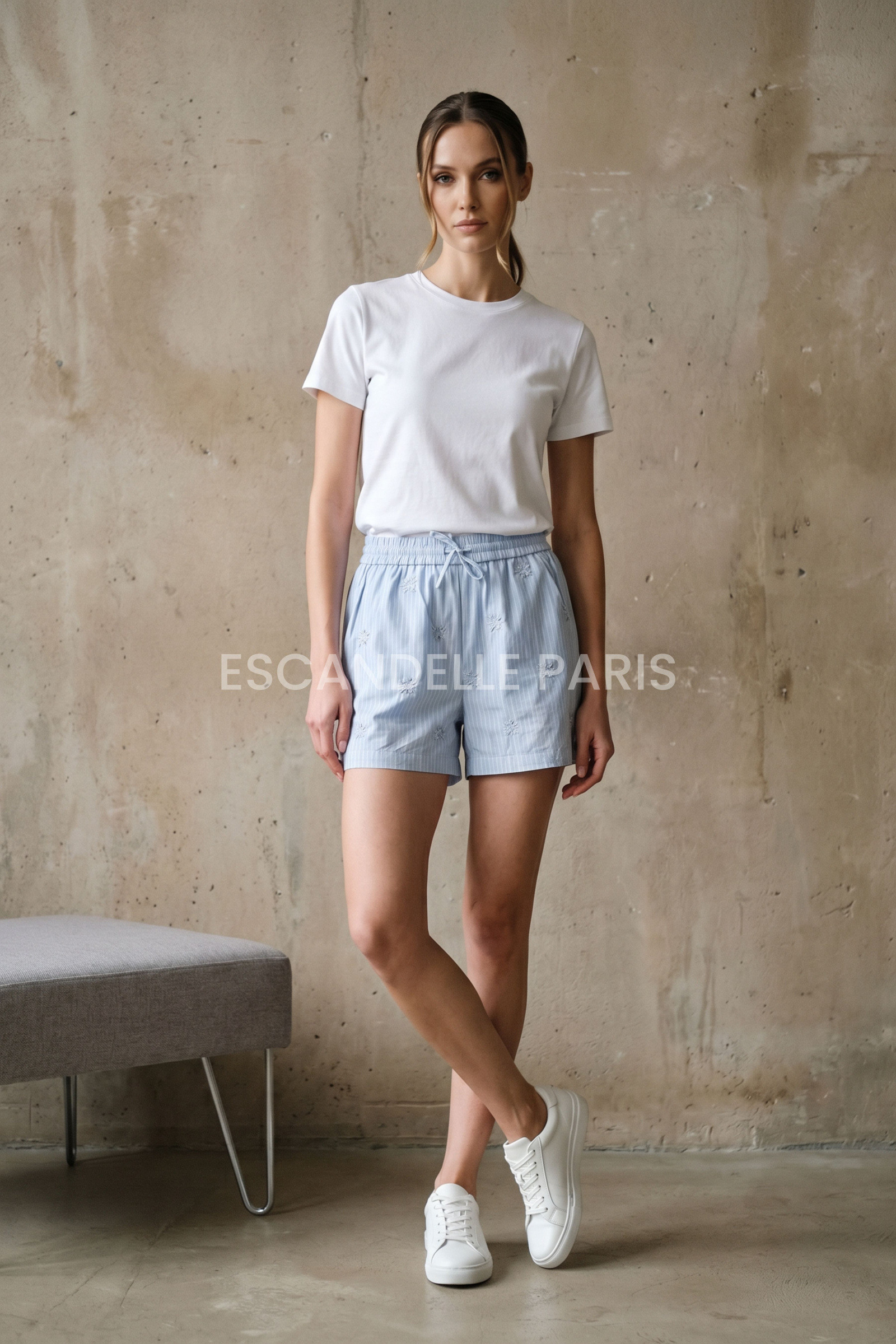 Mayorista ESCANDELLE Paris - Shorts a Rayas Bordados