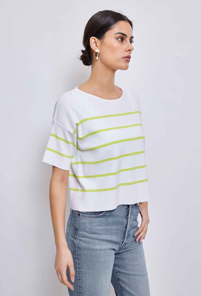Grossiste ESCANDELLE Paris - Top  à rayures, marinière oversize, Viscose/polyester
