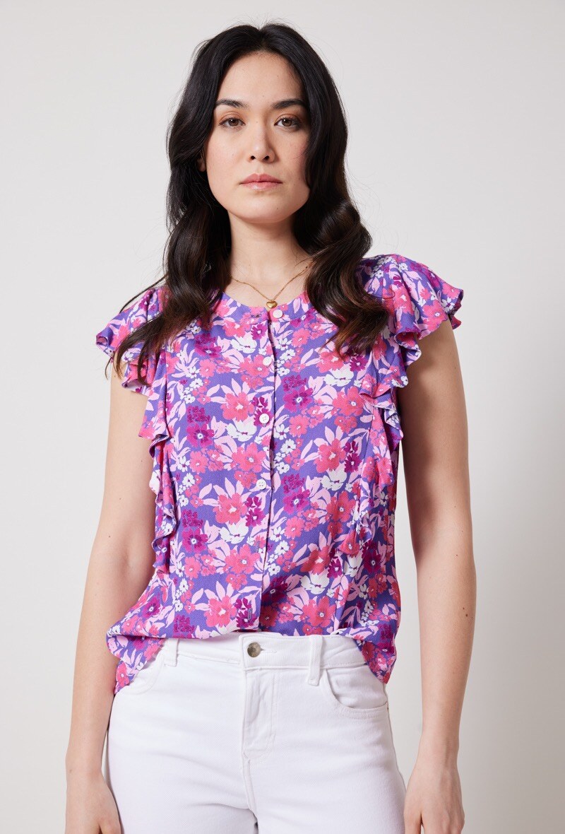 Grossiste ESCANDELLE Paris - Top, manches courtes à Imprimé, 100% Viscose
