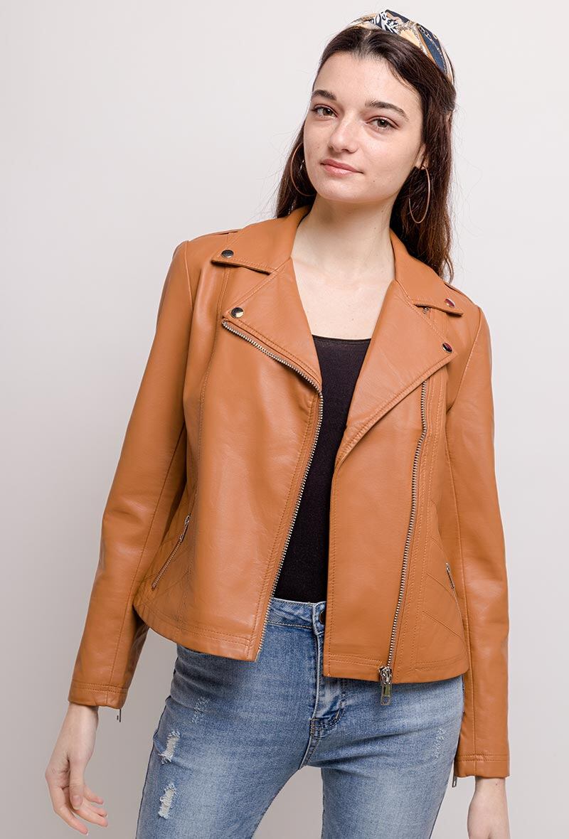 Grossiste ESCANDELLE Paris - Perfecto similicuir couleur cuivre, PU/Viscose