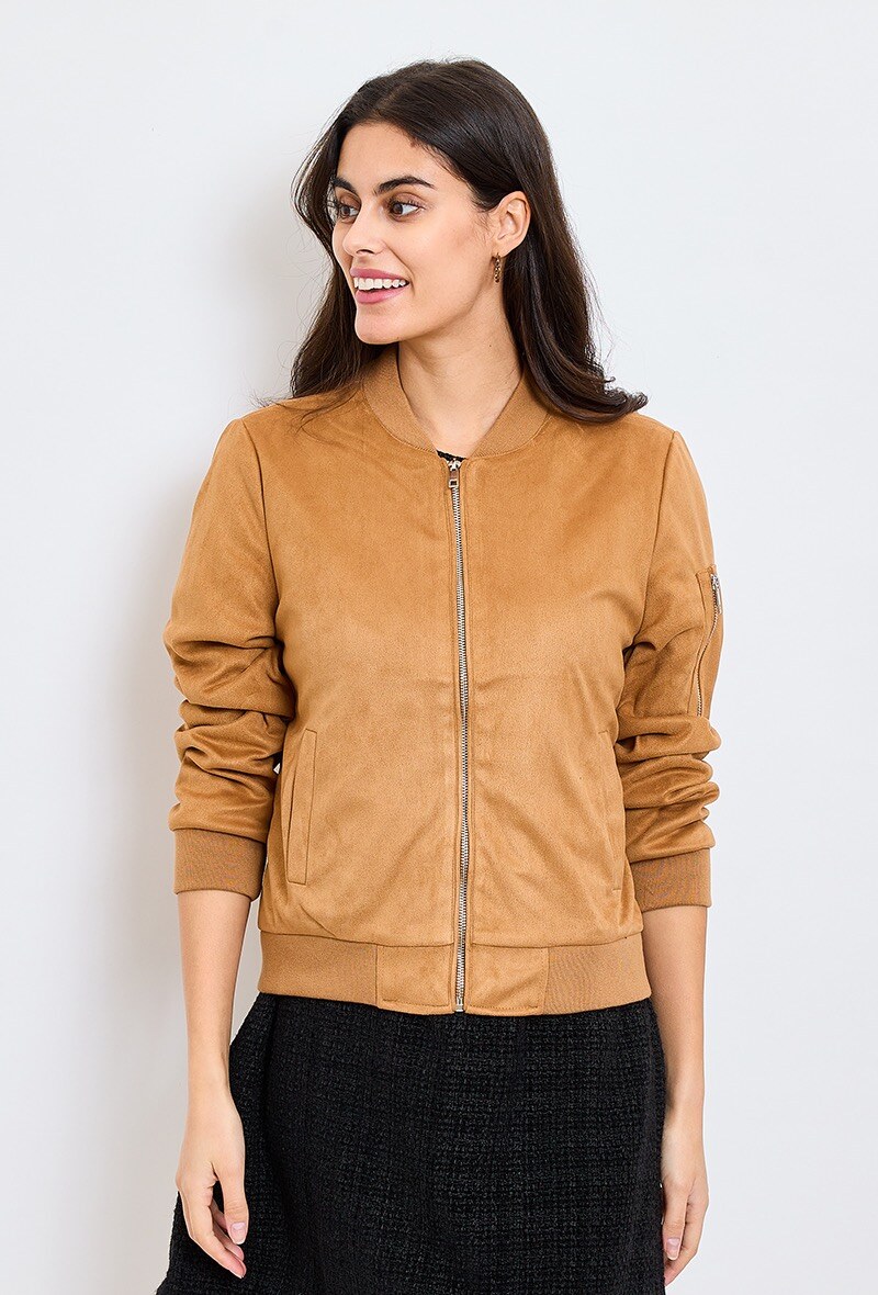 Grossista ESCANDELLE Paris - Giacca bomber in stile pilota in pelle scamosciata, 100% poliestere