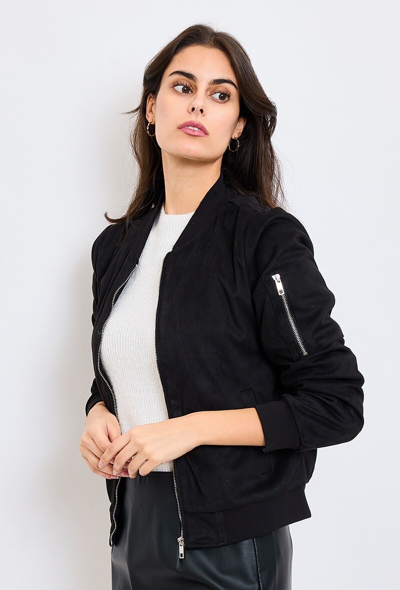 Grossiste ESCANDELLE Paris - Veste bomber, style aviateur suédine, 100% polyester