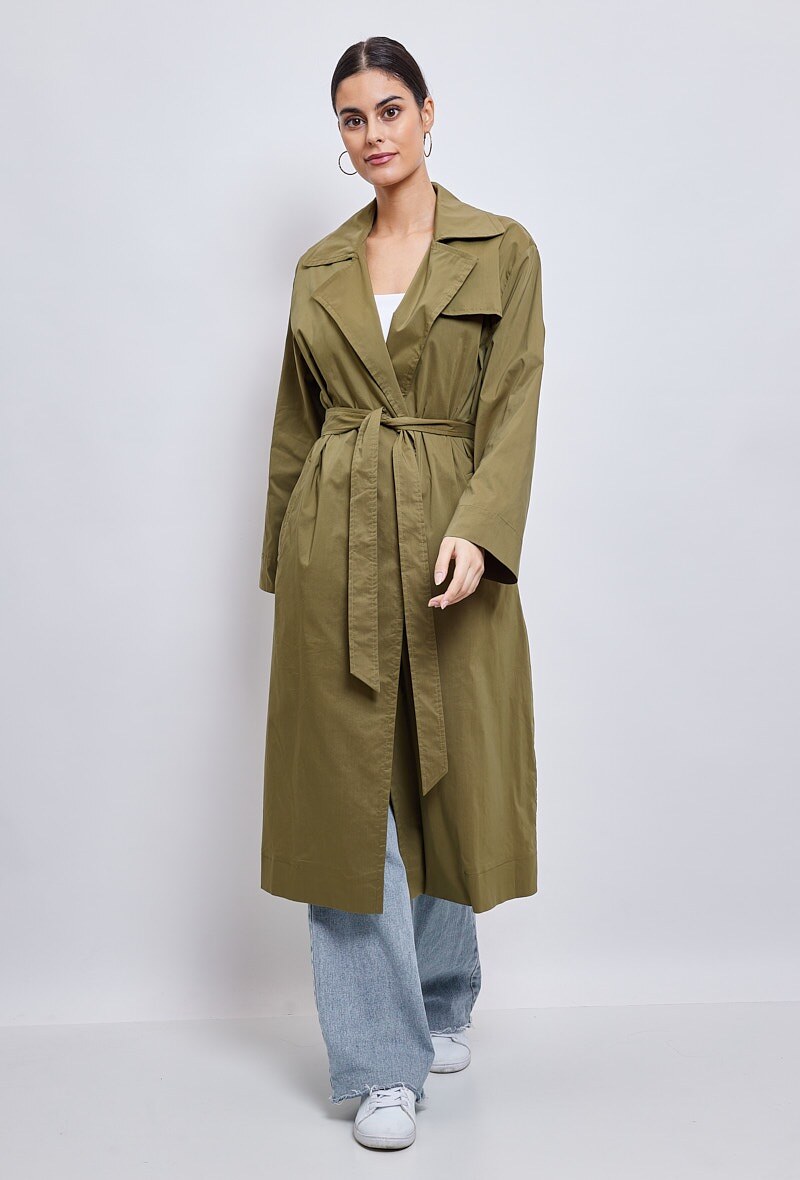 Wholesaler ESCANDELLE Paris - Long 100% cotton trench coat, with belt