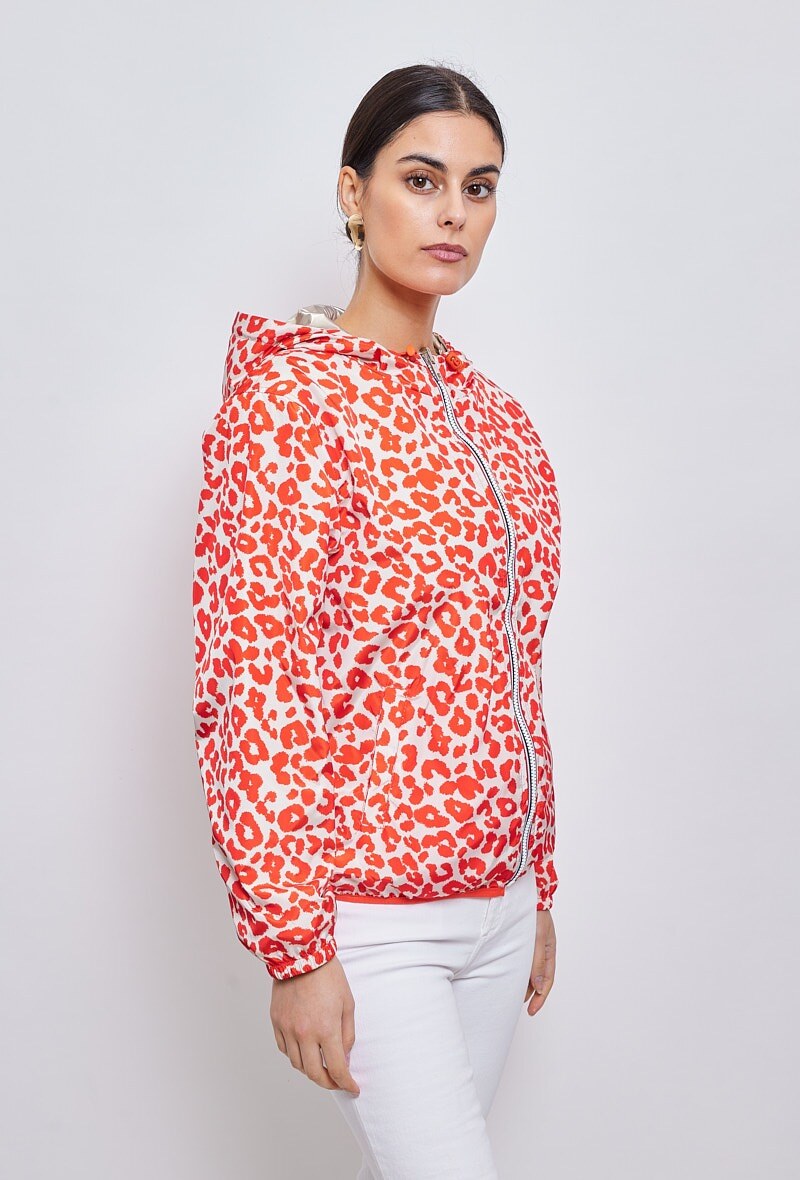 Grossiste ESCANDELLE Paris - Parka courte Réversible Imperméable, Coupe vent imprimé léopard