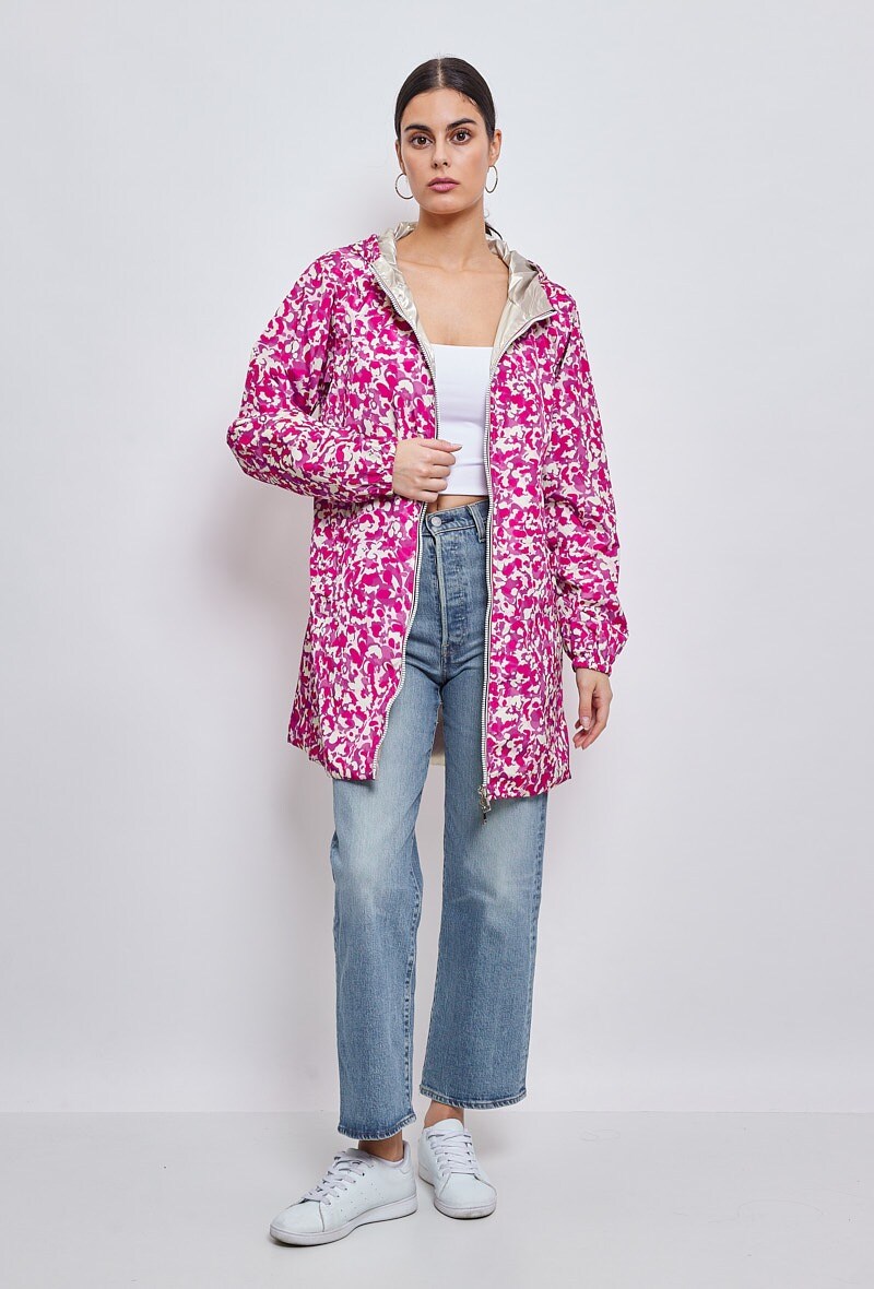 Wholesaler ESCANDELLE Paris Outlet - Long reversible raincoat with liberty patterns, windbreaker print