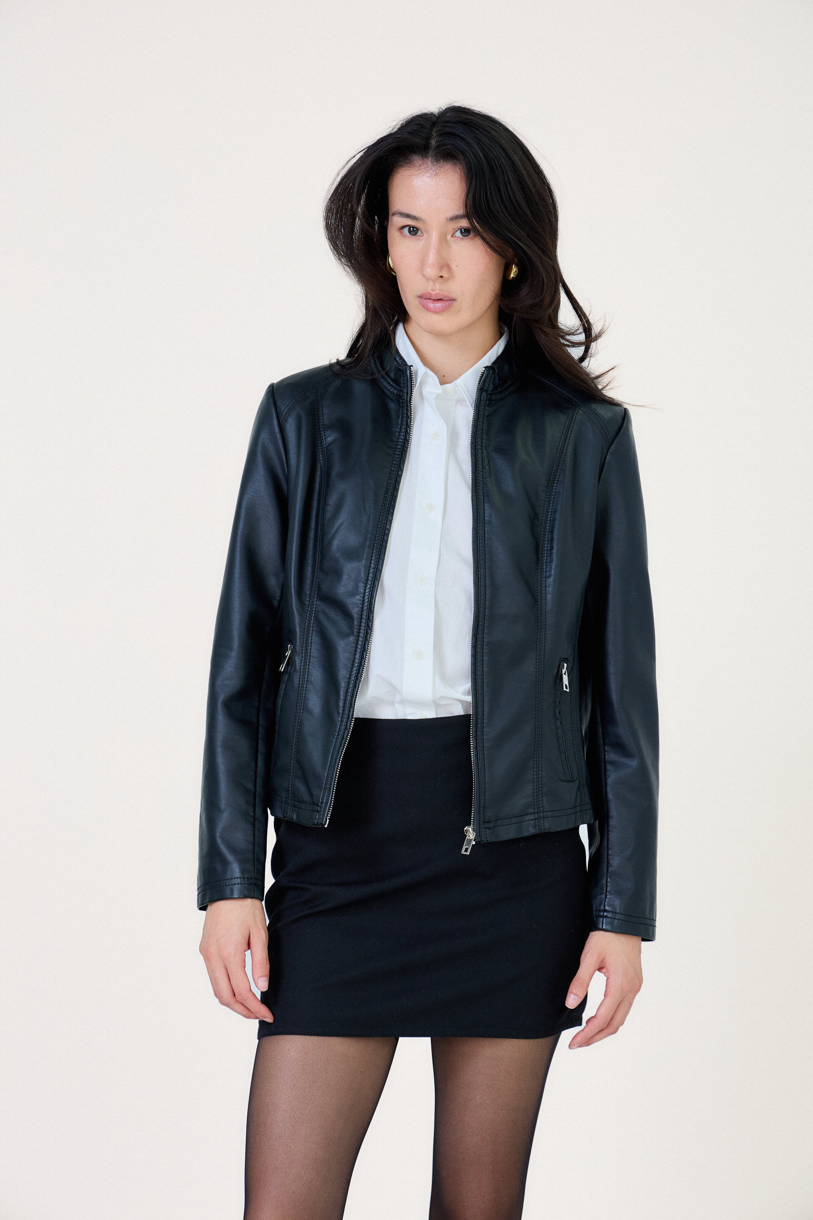 Grossiste ESCANDELLE Paris - Veste simili cuir col montant, veste motard