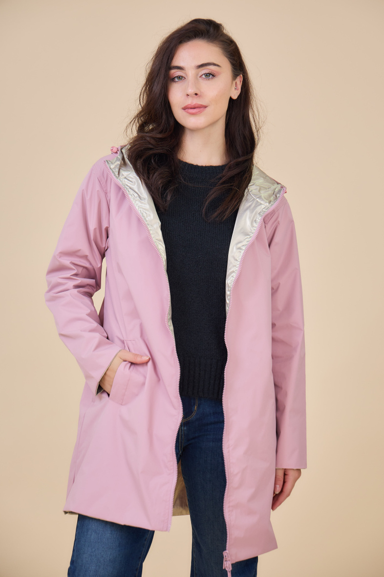 Grossista ESCANDELLE Paris - GIUGNO - Parka Impermeabile Reversibile di Lunghezza Media, Giacca Antivento Lunga