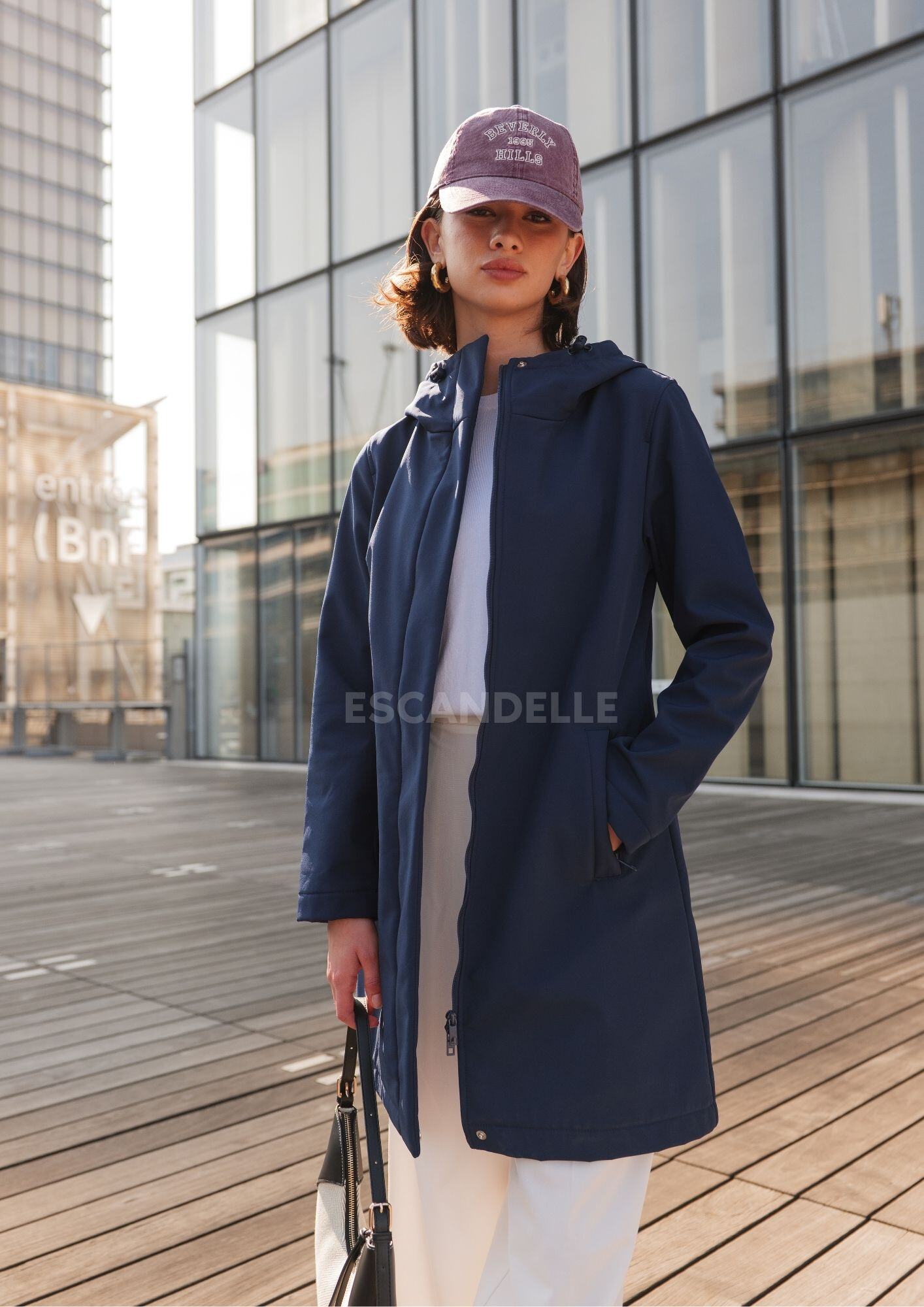 Grossiste ESCANDELLE Paris - Parka mi-longue Déperlante Softshell à capuche, Oeko Tex