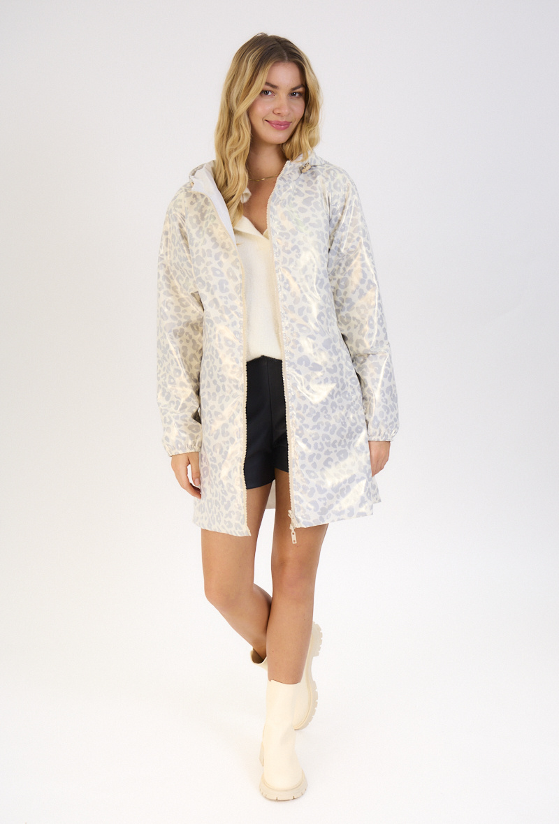 Grossiste ESCANDELLE Paris - Parka Imperméable Réversible,  Coupe-Vent Mi long léopard print