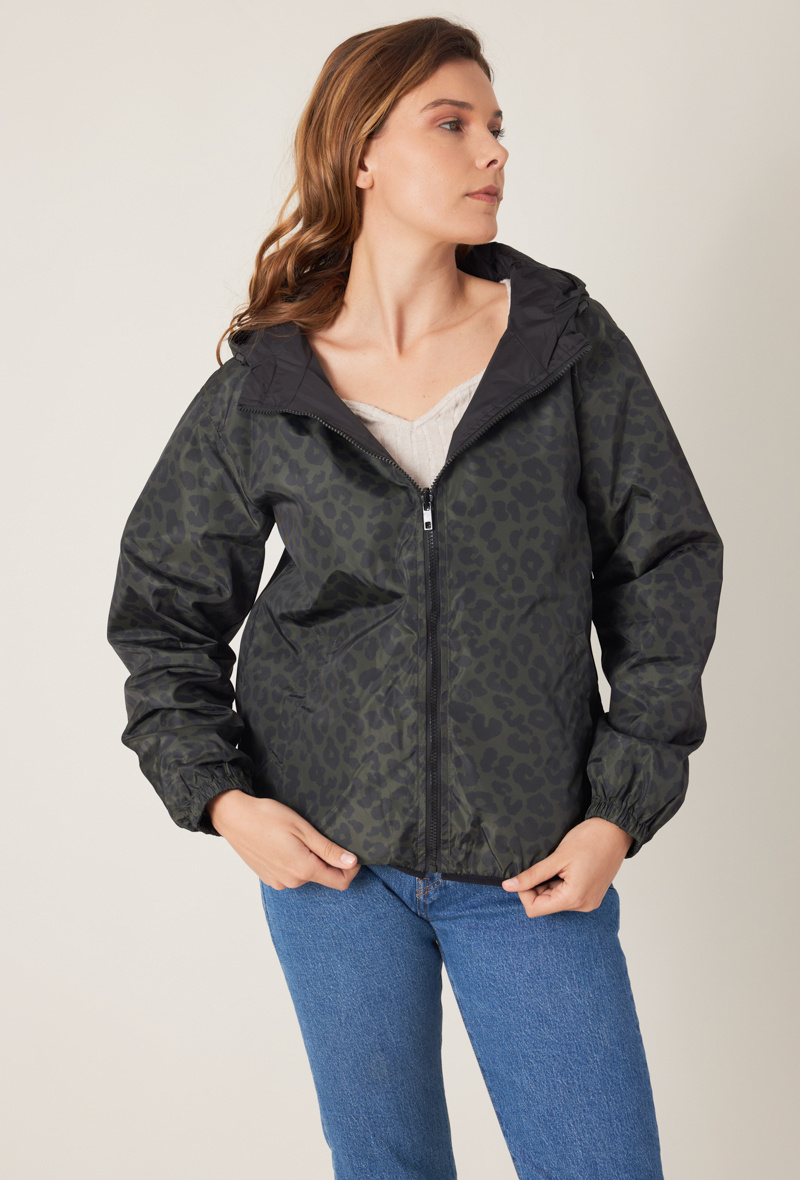 Grossista ESCANDELLE Paris - LILOU- Parka corta reversibile con stampa leopardata, Stampa impermeabile