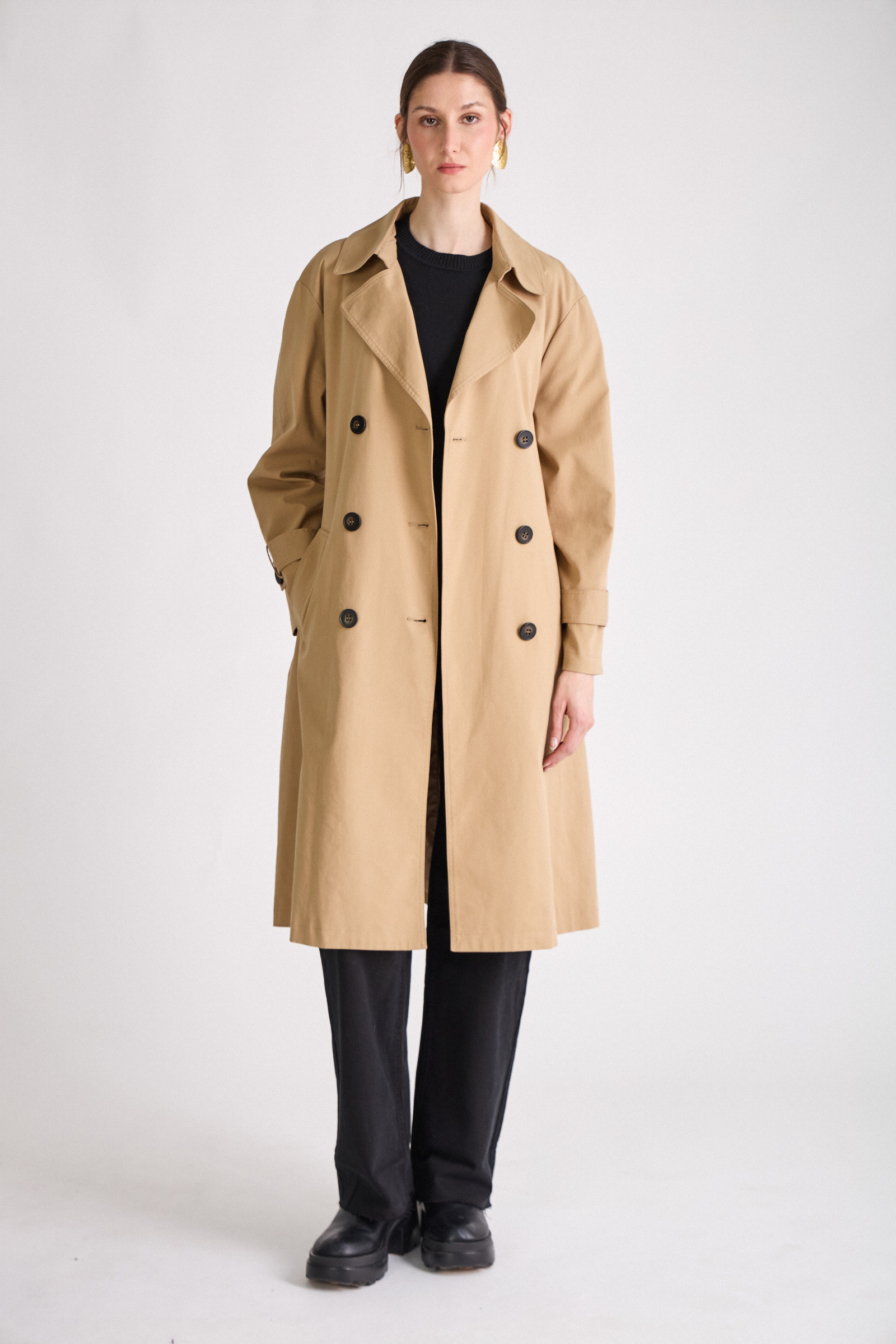 Grossiste ESCANDELLE Paris - Trench Long à ceinture, Coton