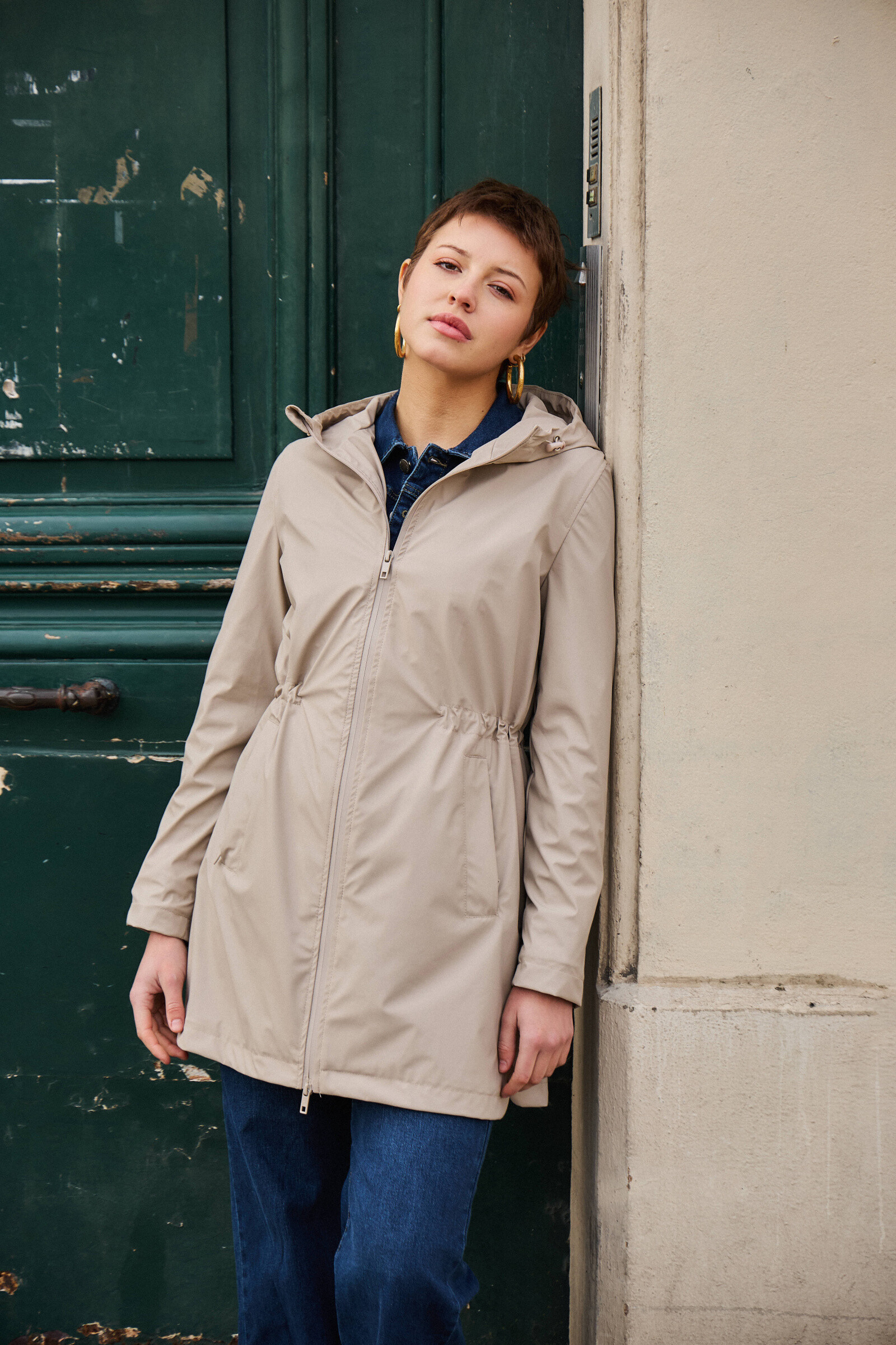 Großhändler ESCANDELLE Paris - Lange Windjacke mit Gummizug