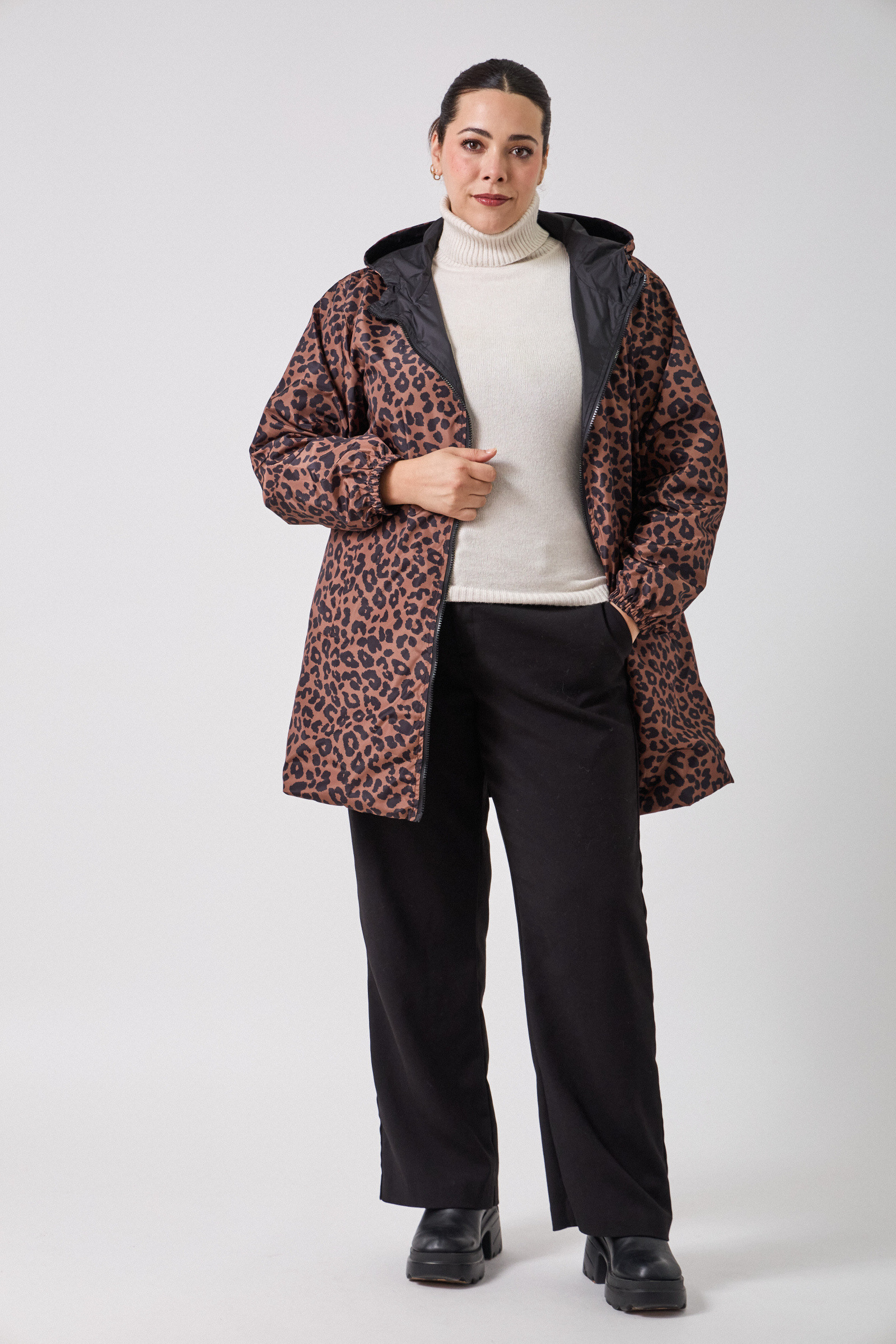 Grossista ESCANDELLE Paris - Parka lungo impermeabile reversibile, antivento stampato - Taglia grande