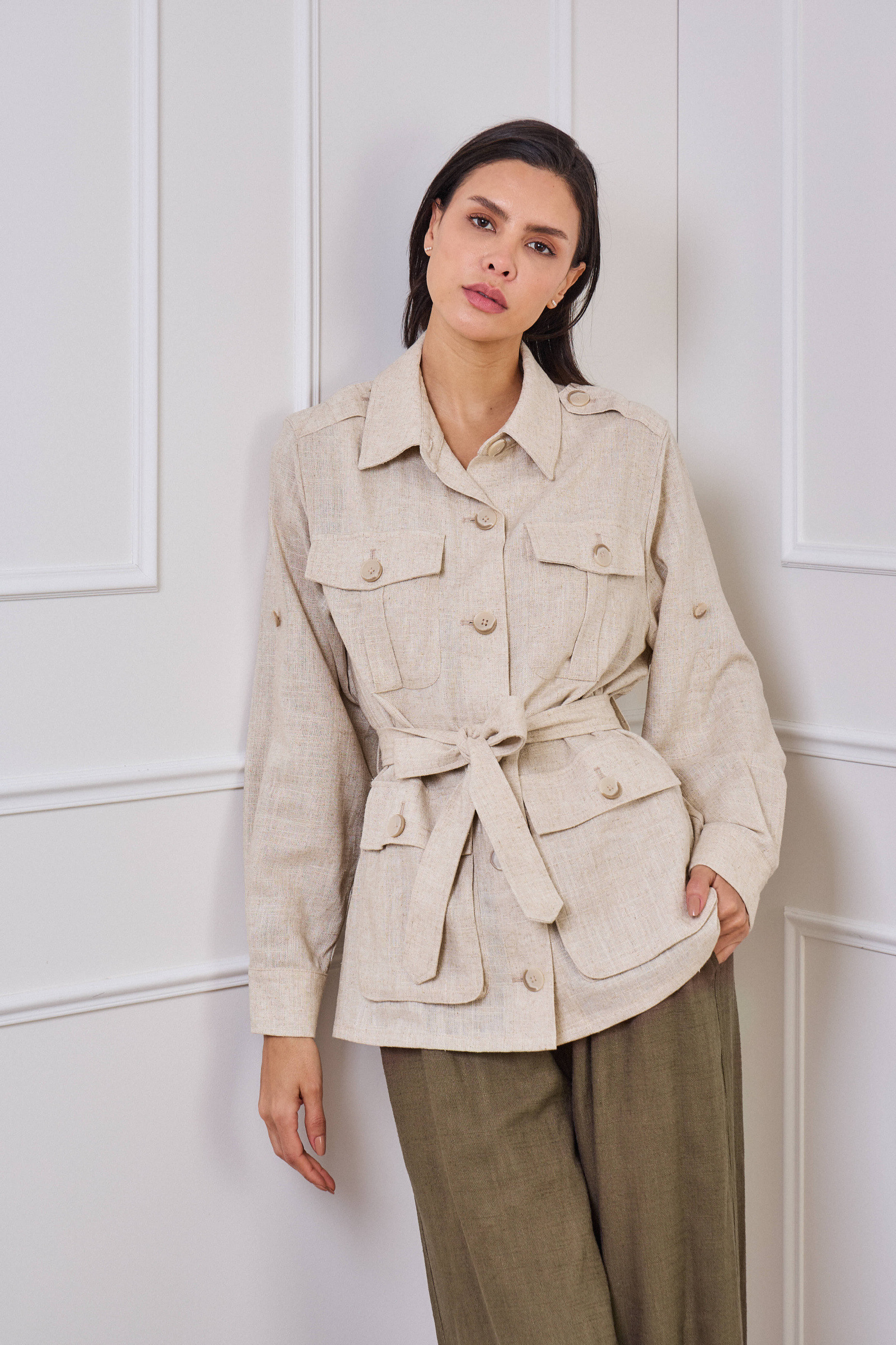 Grossiste ESCANDELLE Paris - Veste en lin manches retroussables