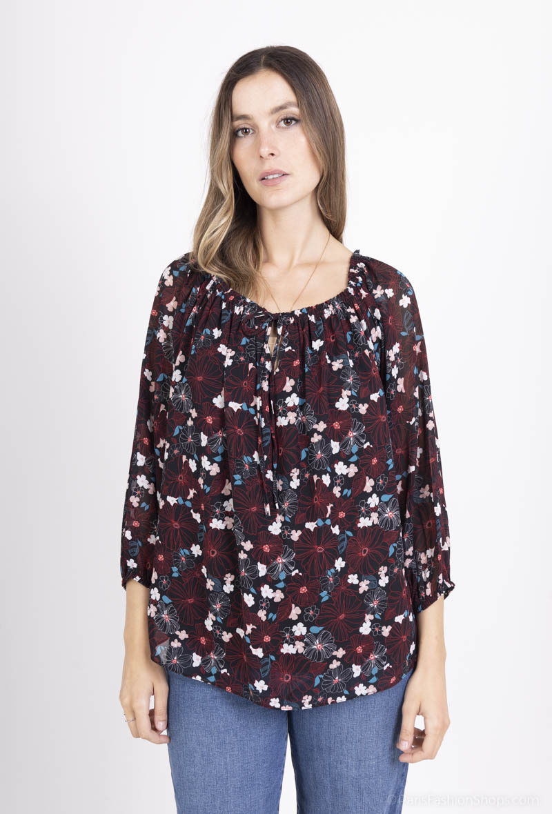 Mayorista Esperance - Blusa con cuello barco y estampado floral